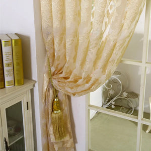 Yellow Curtain For Living Room Jacquared Sheer Tulle for Kitchen Door Organza Bedroom Curtains Voile Custom Made