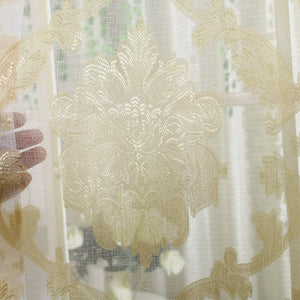 Yellow Curtain For Living Room Jacquared Sheer Tulle for Kitchen Door Organza Bedroom Curtains Voile Custom Made