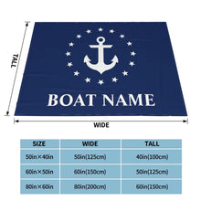 Customizable Dark Blue Nautical Anchor Blanket