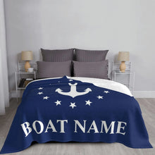 Customizable Dark Blue Nautical Anchor Blanket