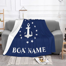 Customizable Dark Blue Nautical Anchor Blanket