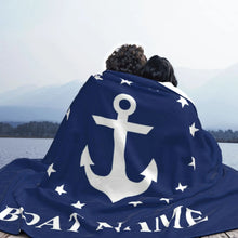 Customizable Dark Blue Nautical Anchor Blanket