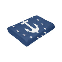 Customizable Dark Blue Nautical Anchor Blanket