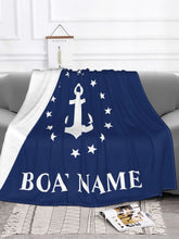 Customizable Dark Blue Nautical Anchor Blanket