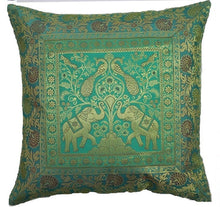 Decorative Square Cushion Pillow Cover (from India) Brocade Silk 16"x16" - Brown - The White Rose USA