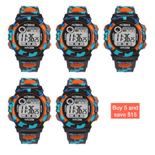 Image showing 5 pack HONHX digital sports watch in Orange color with potential savings