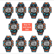 Image showing 10 pack HONHX digital sports watch in Orange color with potential savings