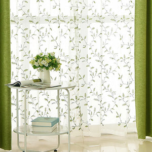 Modern Green Faux Tulle, Cotton Curtains and Drapes