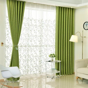 Modern Green Faux Tulle, Cotton Curtains and Drapes