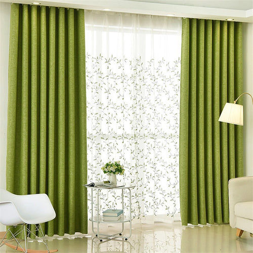 Modern Green Faux Tulle, Cotton Curtains and Drapes