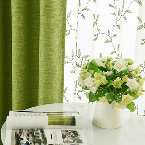 Modern Green Faux Tulle, Cotton Curtains and Drapes