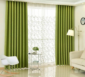 Modern Green Faux Tulle, Cotton Curtains and Drapes