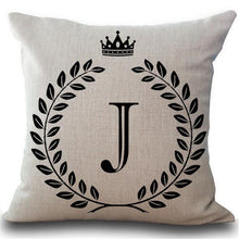 Designer Crown Letter Cotton Linen Square PillowCase Cushion Cover 17" - The White Rose USA