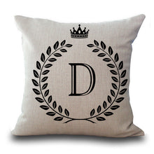 Designer Crown Letter Cotton Linen Square PillowCase Cushion Cover 17" - The White Rose USA