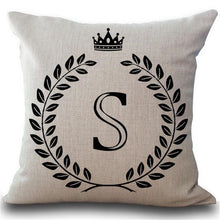 Designer Crown Letter Cotton Linen Square PillowCase Cushion Cover 17" - The White Rose USA