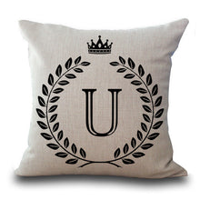 Designer Crown Letter Cotton Linen Square PillowCase Cushion Cover 17" - The White Rose USA