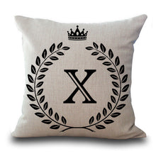 Designer Crown Letter Cotton Linen Square PillowCase Cushion Cover 17" - The White Rose USA