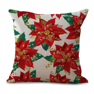 Christmas Pillow Cases and Cushion Covers - Red Green Flowers