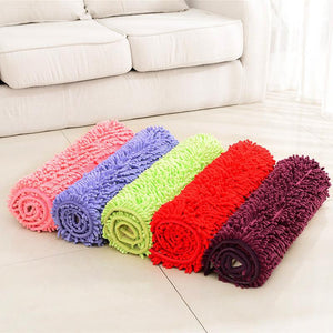 Shaggy Bathroom Rugs Rolled for Display