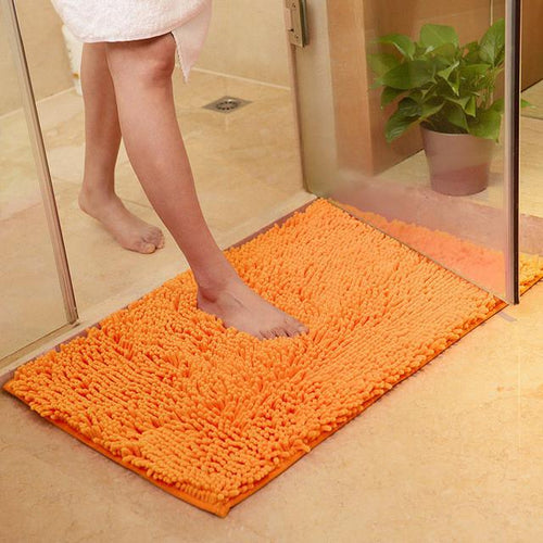 Soft Microfiber Shaggy Orange Bathroom Rug