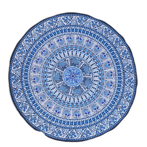 Trendy Large Blue Round Towels for beach, bath, swimming - The White Rose USA