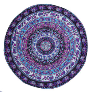 Trendy Large Blue Round Towels for beach, bath, swimming - The White Rose USA