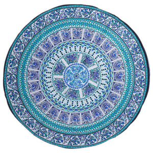 Trendy Large Blue Round Towels for beach, bath, swimming - The White Rose USA