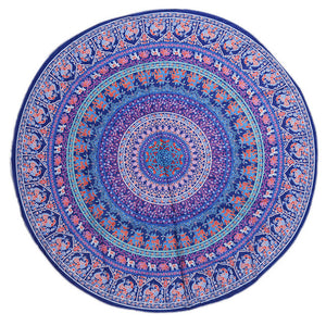 Trendy Large Blue Round Towels for beach, bath, swimming - The White Rose USA