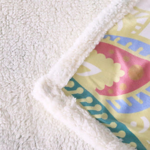 Rainbow Elephant Sherpa Fleece Throw Blanket