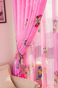 Pink Minnie Mouse Curtain moved to side and in the ring with Pink Minnie Mouse Tulle Shown