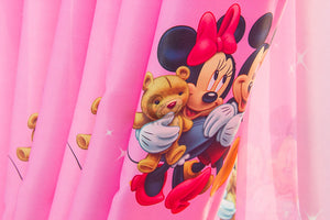 Another close up view of side of the Pink Minnie Mouse Curtain