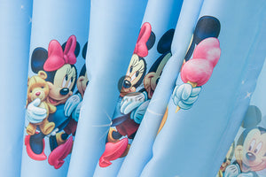 Another Close up view of Blue Mickey Mouse and Minnie Mouse Curtain