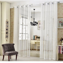 Embroidered Floral White Tulle Curtains