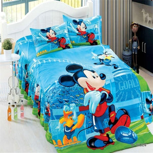 Twin Sky Blue Mickey Mouse Duvet Cover and Pillowcase Set