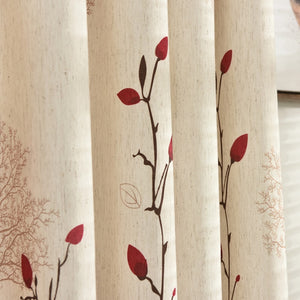 Modern Rustic Red Cherry Faux Cotton Curtains Tulle Drapes