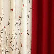 Modern Rustic Red Cherry Faux Cotton Curtains Tulle Drapes