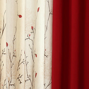 Modern Rustic Red Cherry Faux Cotton Curtains Tulle Drapes