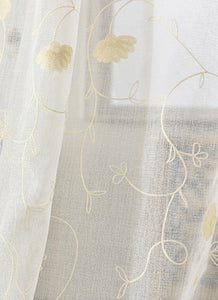 Embroidered Floral White Tulle Curtains