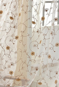 Embroidered Floral White Tulle Curtains