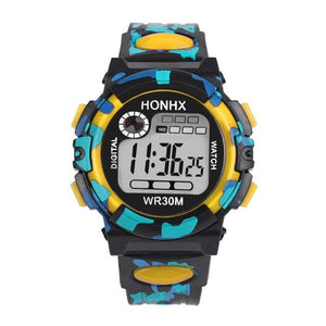 Front view of HONHX digital sports watch in Yellow color