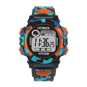 Front view of HONHX digital sports watch in Orange color