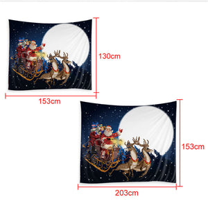 Decorative Flying Christmas Santa Sleigh Tapestry, Wall Hanging, Bed Sheet