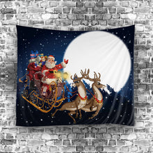 Decorative Flying Christmas Santa Sleigh Tapestry, Wall Hanging, Bed Sheet