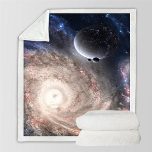 Galaxy Constellation Printed Sherpa Fleece Throw Blanket - (Twin / Full)