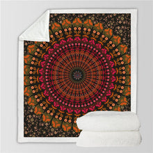 Quad Bohemian Round Mandala Sherpa Fleece Throw Blanket