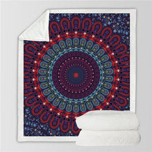 Quad Bohemian Round Mandala Sherpa Fleece Throw Blanket