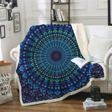 Quad Bohemian Round Mandala Sherpa Fleece Throw Blanket