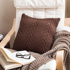 dark coffee knitted throw pillow cover