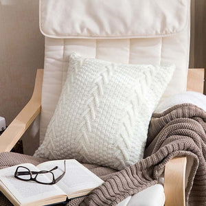 white knitted throw pillow cover